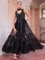 Black Pure Georgette Salwar Kameez